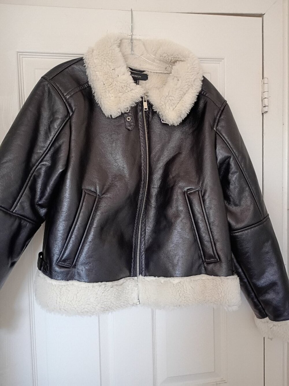 Forever 21 Vegan leather Shearling lined Bomber Jacket size 2X